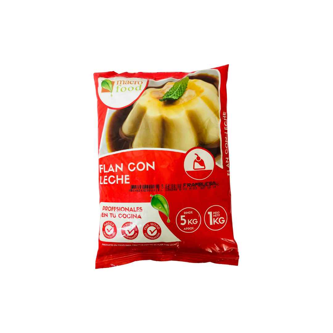 Flan de Leche Sabor Frambuesa Macro Food 1kg
