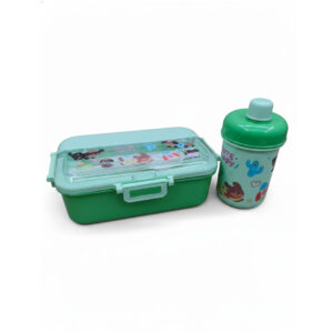 Set de Lunchera Infantil con Botella y Cubiertos Tapa Transparente
