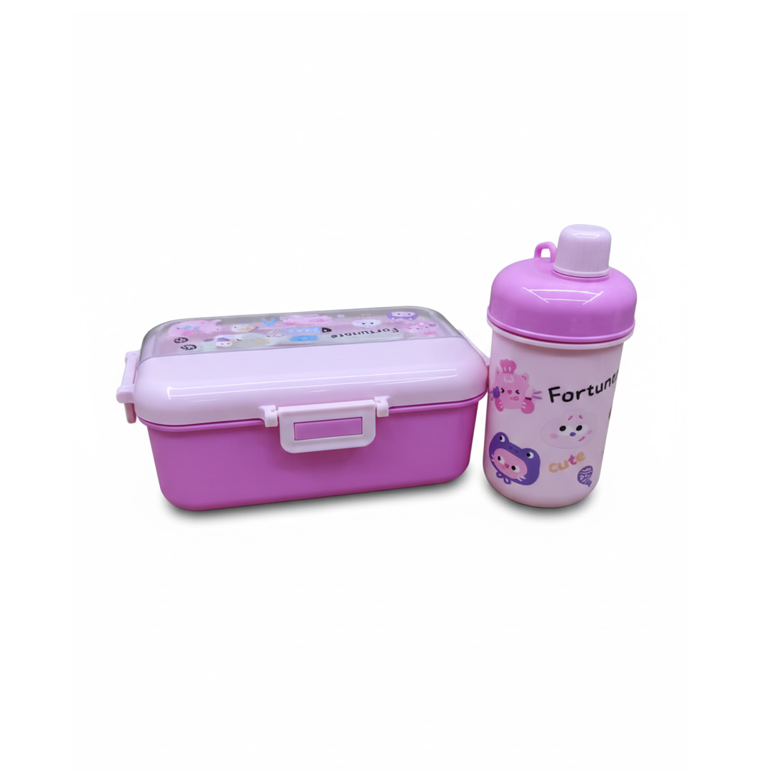 Set de Lunchera Infantil con Botella y Cubiertos Tapa Transparente - Imagen 2