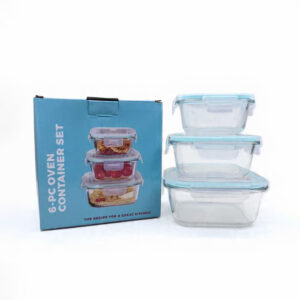 Set de Recipientes de Vidrio Cuadrados con Tapa Hermética 3Pzas