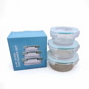 Set de Recipientes de Vidrio Redondos con Tapa Hermética 3Pzas
