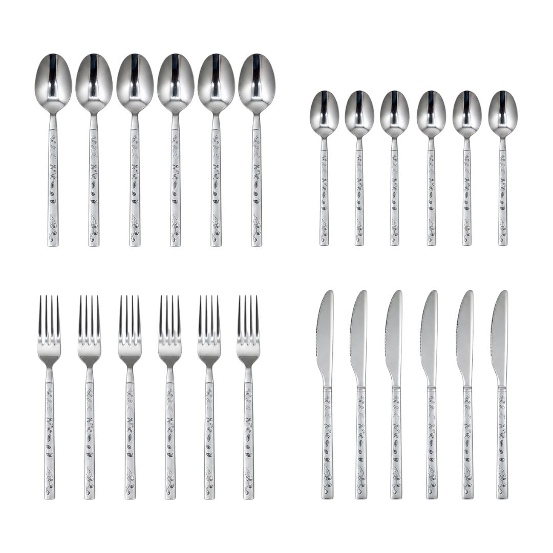 Set Cubiertos Acero Inoxidable 24ud - Útiles del Hogar