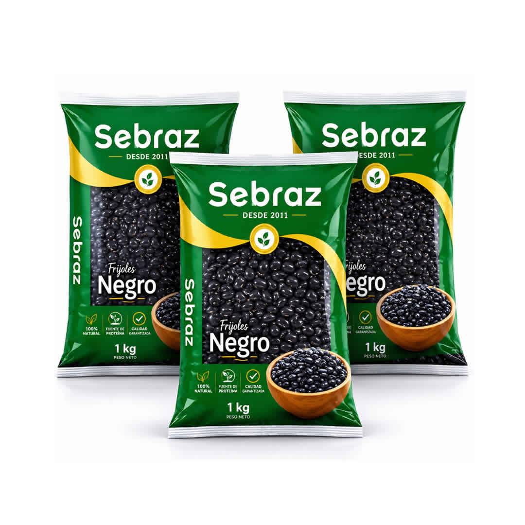 Frijol Negro Sebraz 3ud 1Kg Frijol Negro Sebraz en paquete de 3 unidades de 1Kg